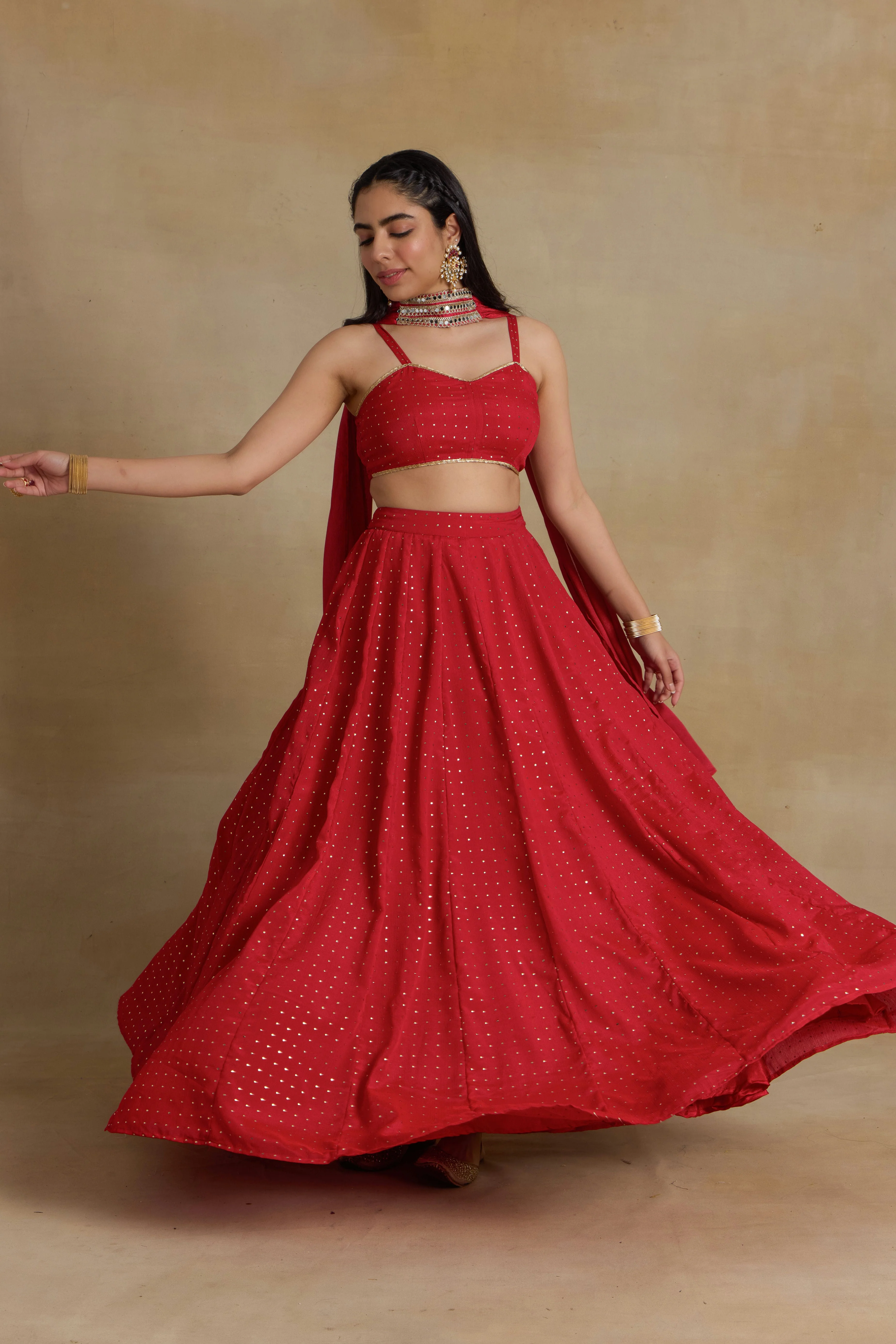 Alaya Heer Red Instaglam Lehenga Set - Image 4
