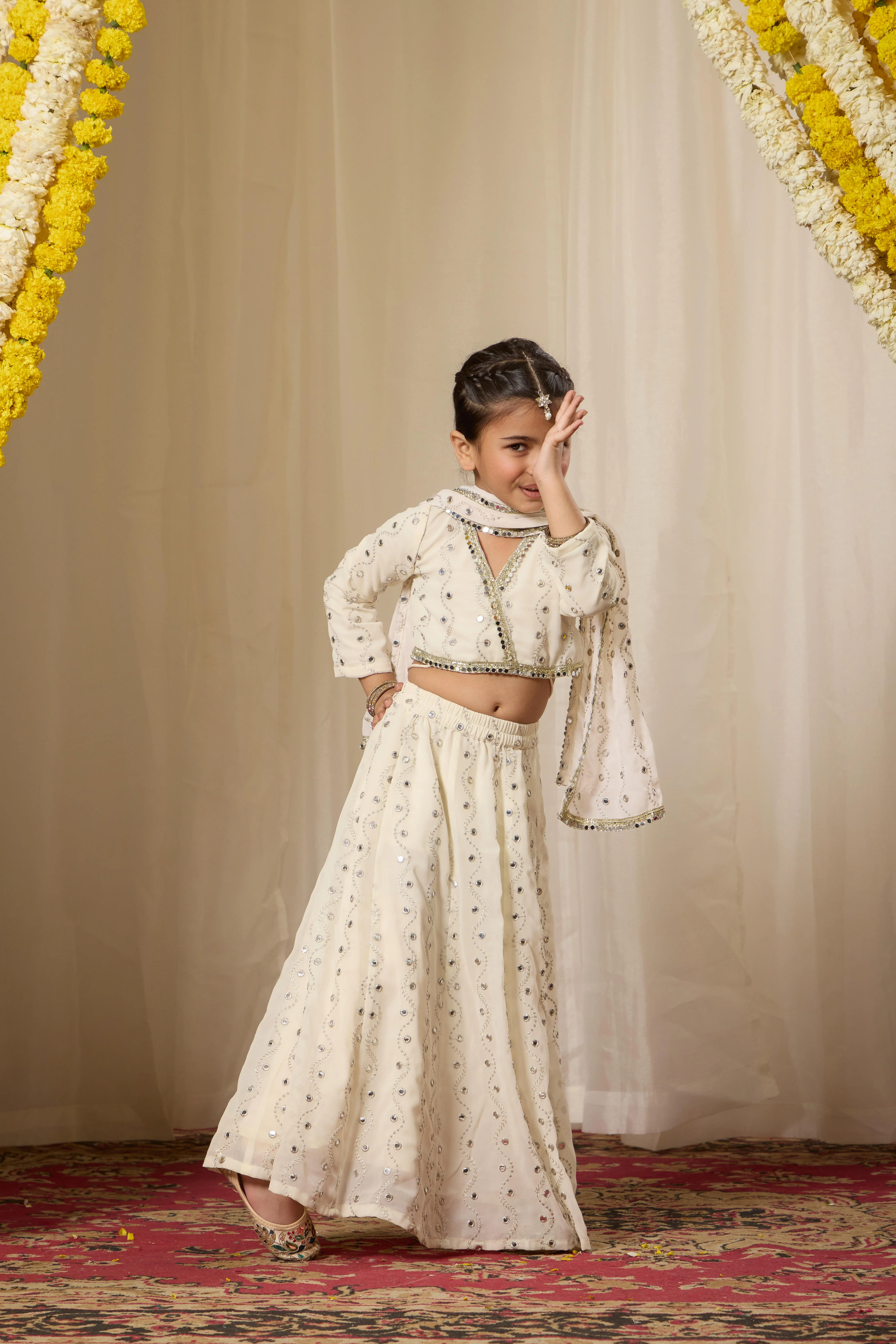 Alaya Kids Astoria Mirror Work Lehenga Set - Image 4