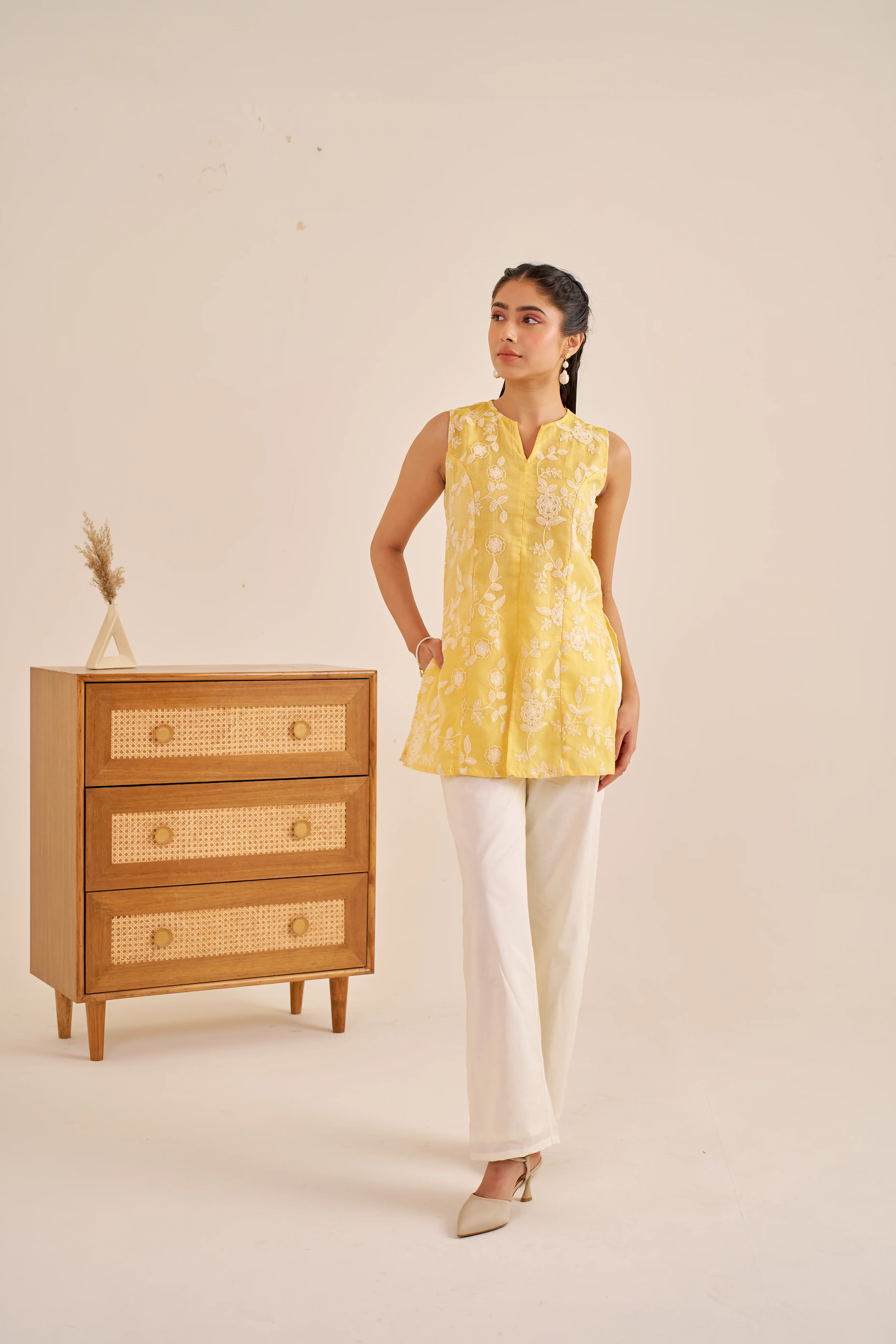 Alaya Meher Sunny Yellow Embroidered Kurta Set - Image 4