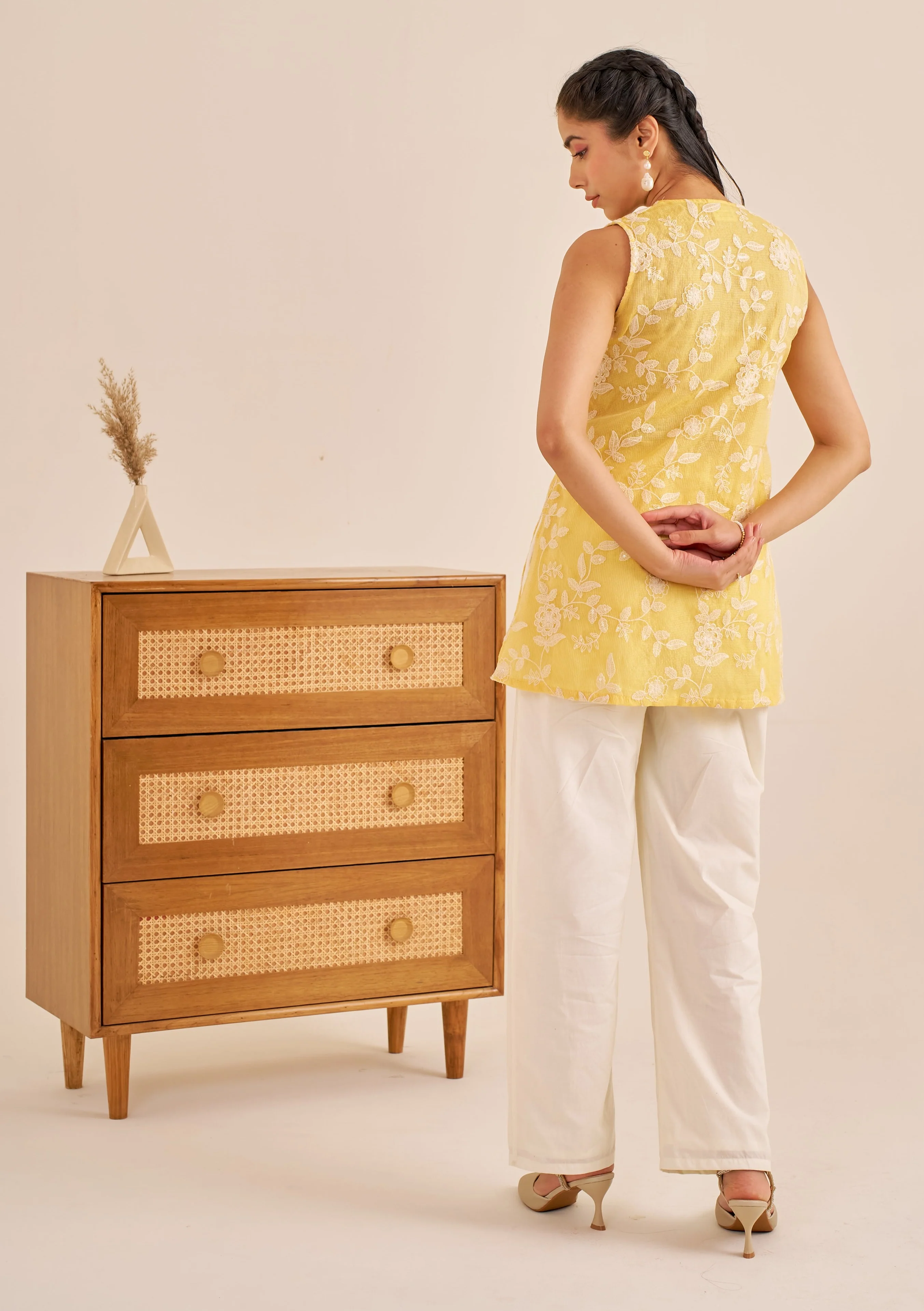 Alaya Meher Sunny Yellow Embroidered Kurta Set - Image 6