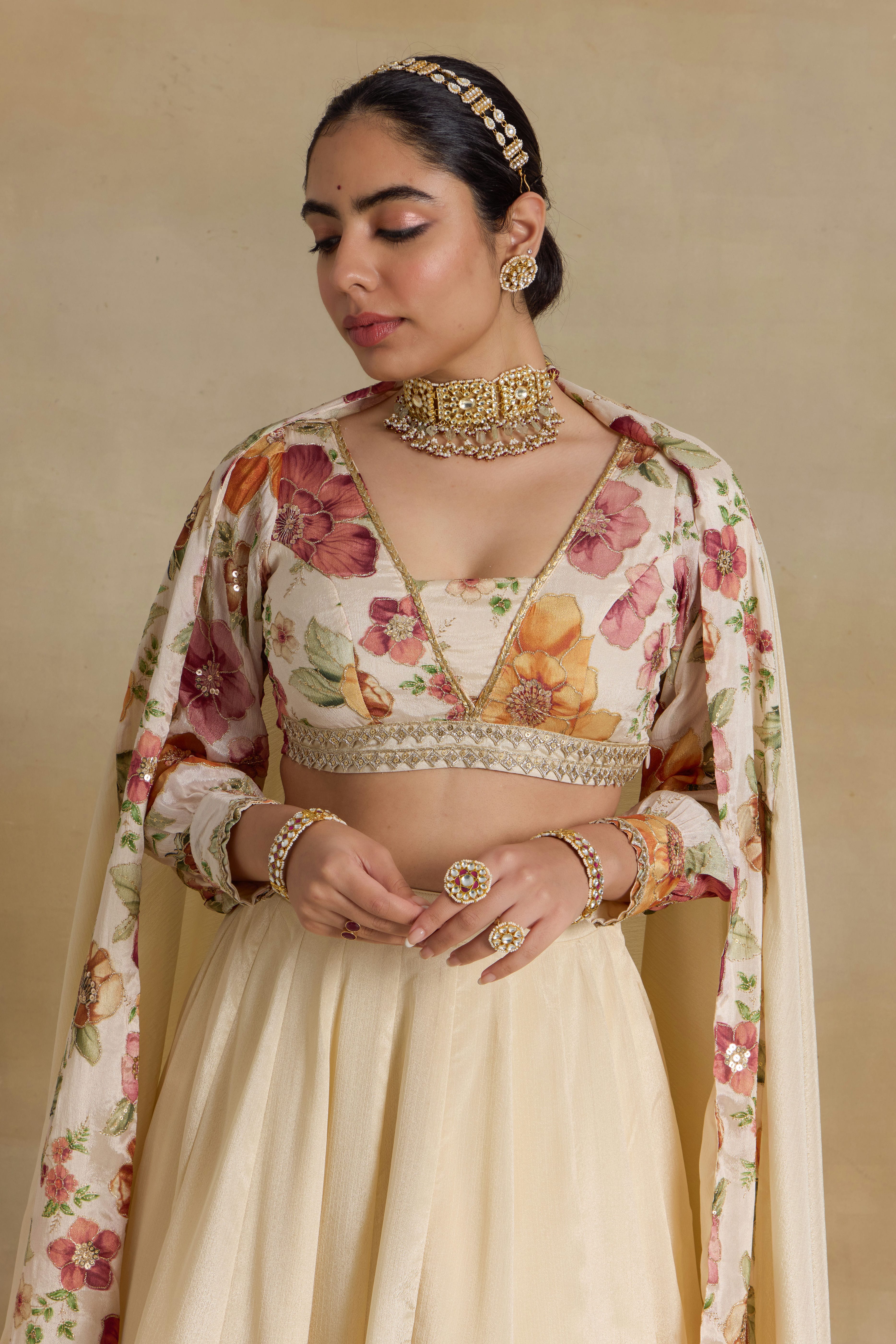 Alaya Noor Ivory Modern Maharani Lehenga Set - Image 7