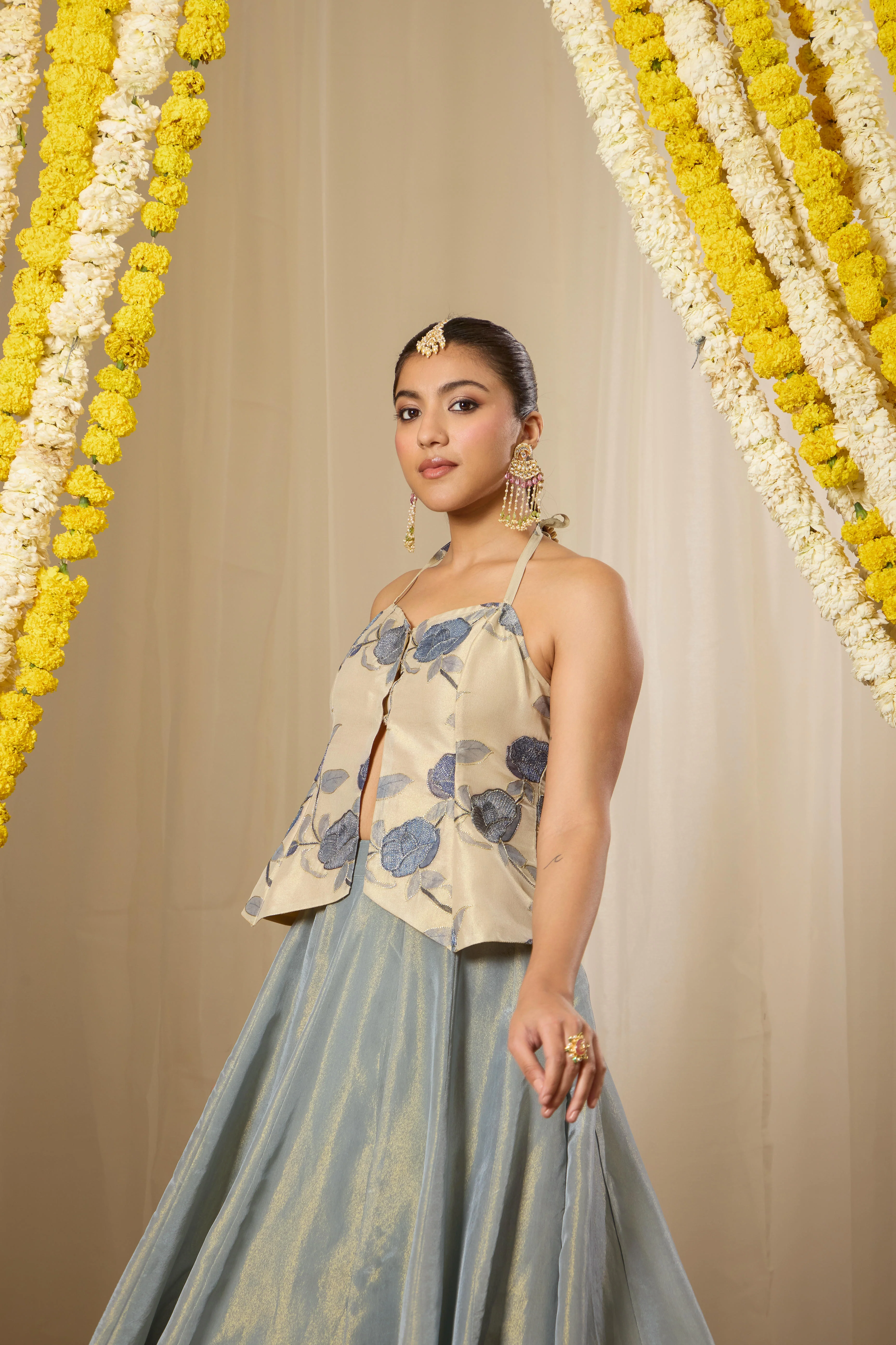Malang Pearl Blue Lehenga Set - Image 5