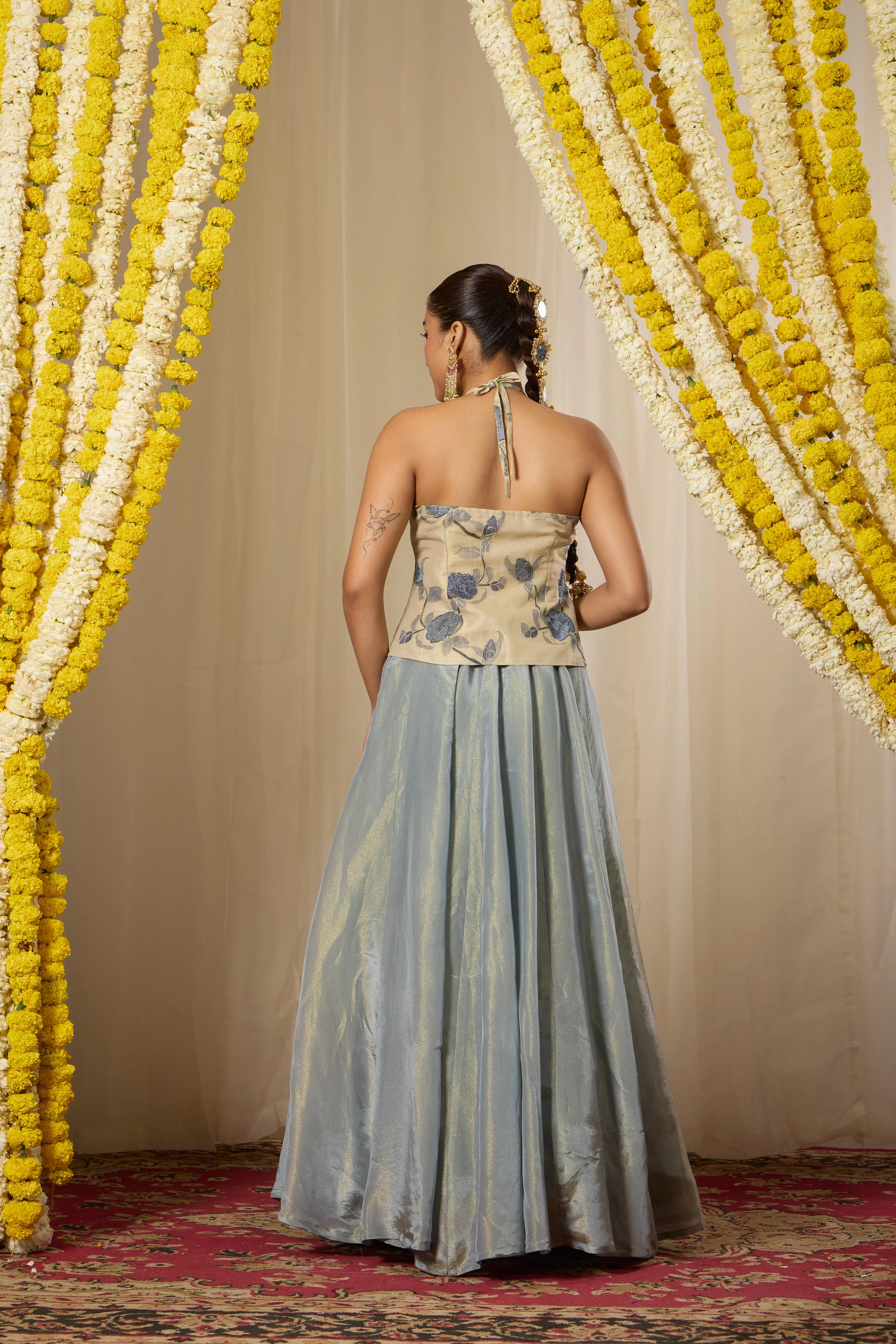 Malang Pearl Blue Lehenga Set - Image 6