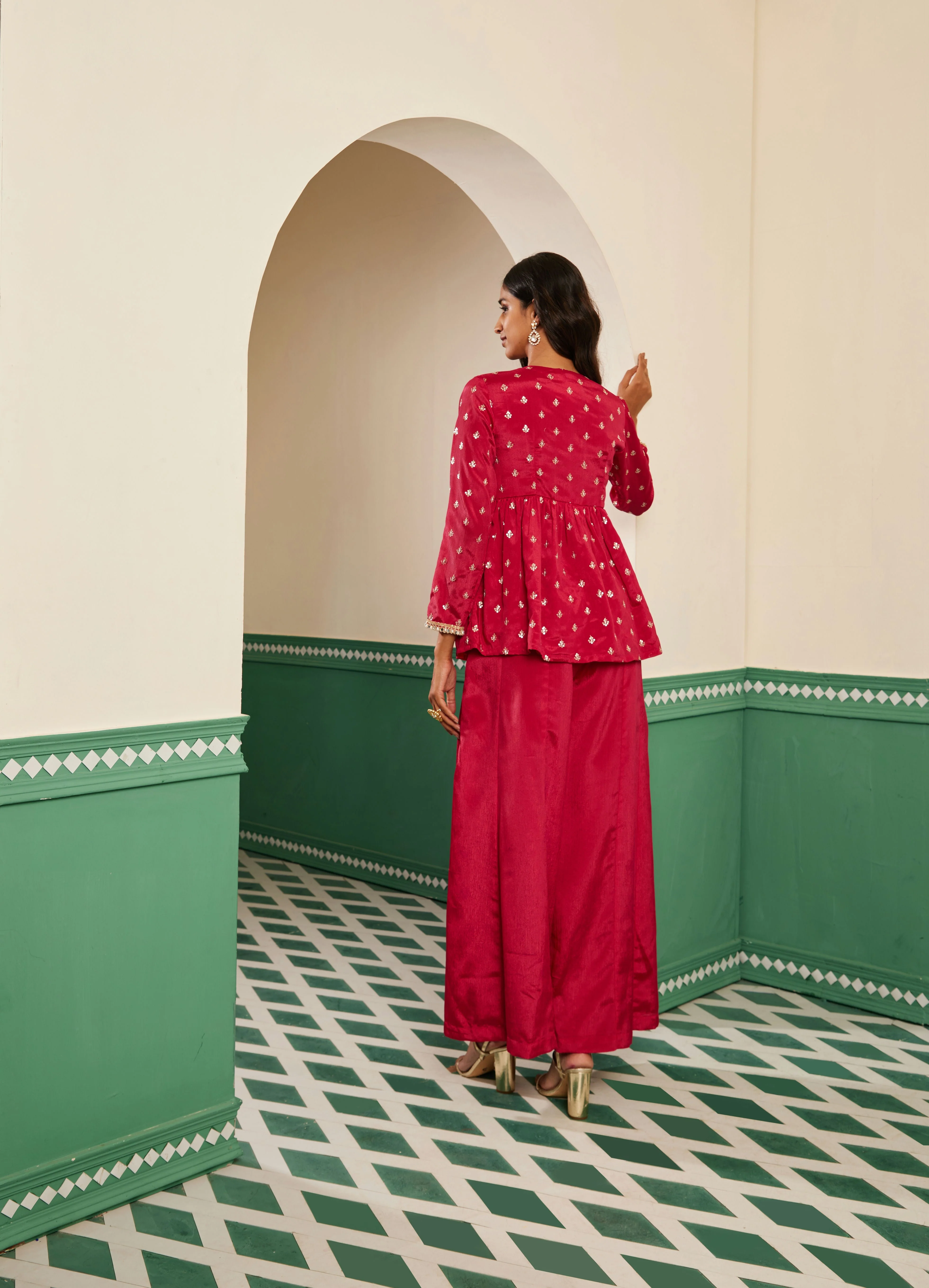 Sajda Fuchsia Pink Peplum Kurta Set - Image 5